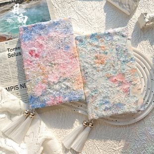 月白 原创布艺笔记本书套学生用a5记事本手账本a6书衣文创本 水彩