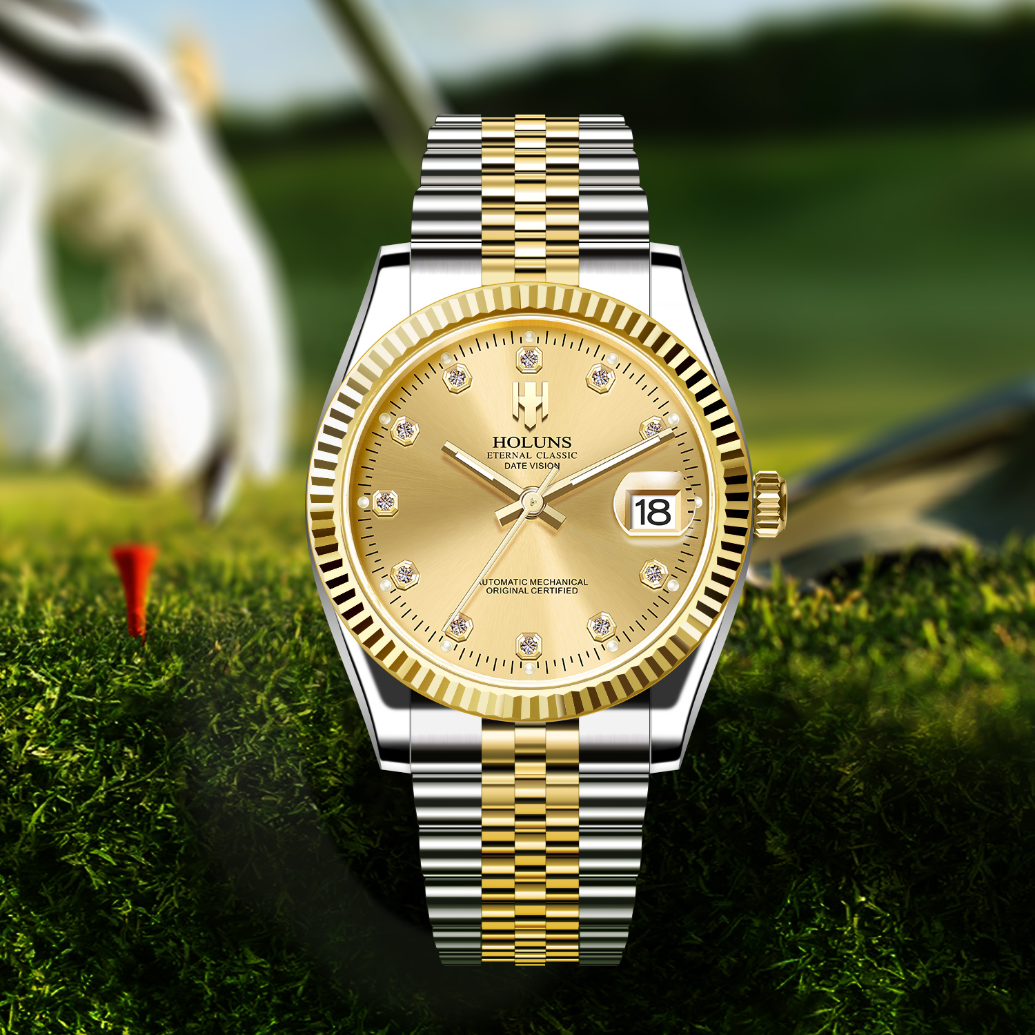 豪伦诗进口机芯全自动机械表正品