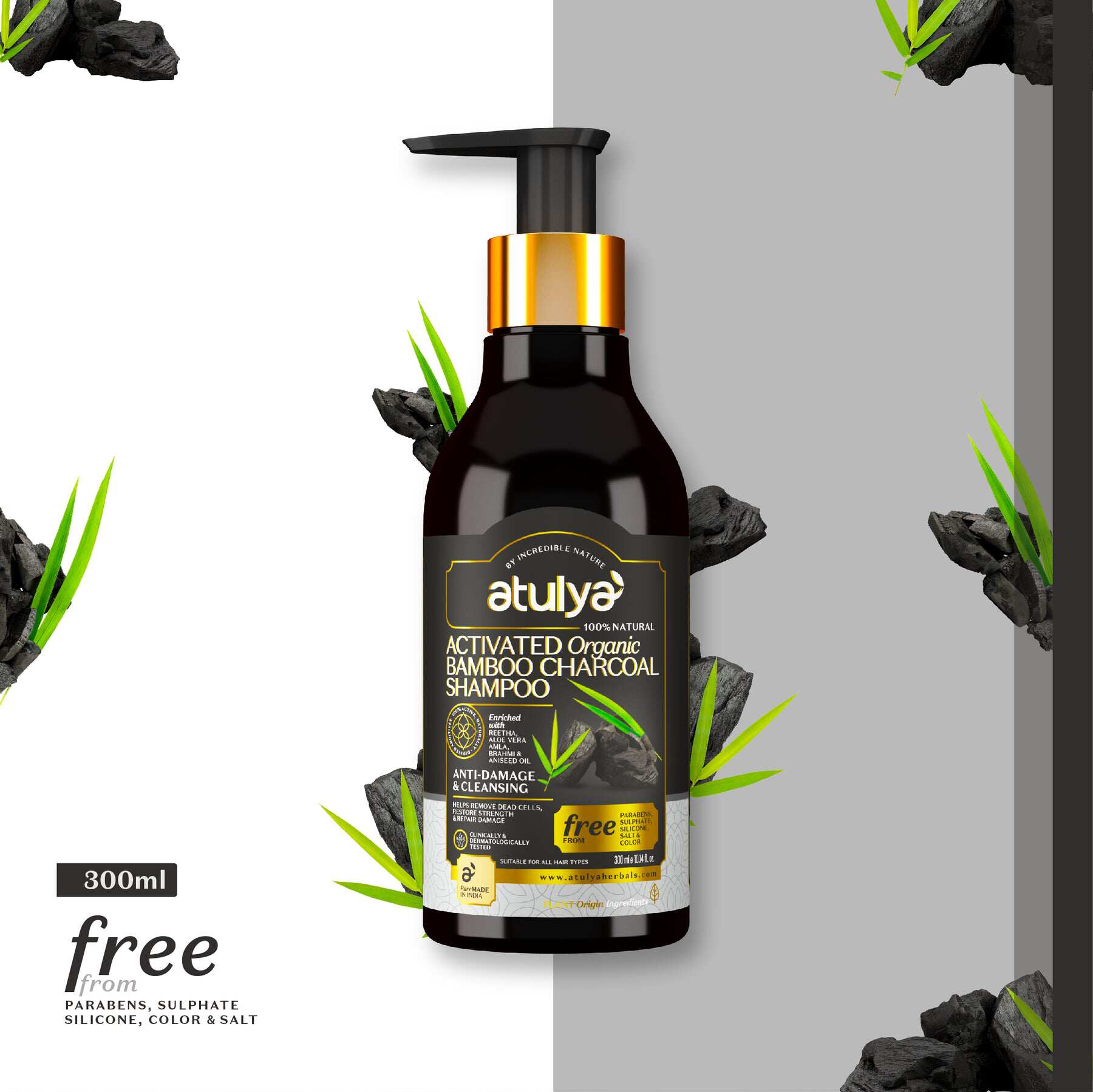 印度阿育吠陀洗发水shampoo 活性炭洗发水蓬松氨基酸洗发水清洁高