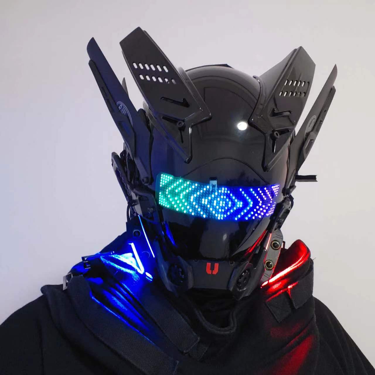 赛博朋克面具cosplay全脸面罩铁血战士头盔机能风科技感机甲风格