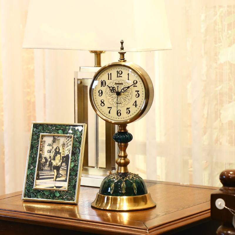 诺亿美式创意复古座钟摆件桌面家用台式台钟坐钟时钟客厅钟表大气