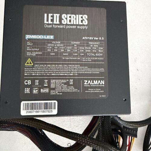 议价-可维修ZALMAN ZM600-LEX电源，LE II系列，额定6