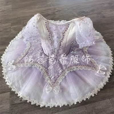 新款紫色专业芭蕾舞裙女童小天鹅蓬蓬纱TUTU裙儿童幼儿演出表演服