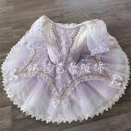 新款紫色专业芭蕾舞裙女童小天鹅蓬蓬纱TUTU裙儿童幼儿演出表演服