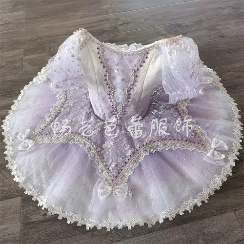 新款紫色专业芭蕾舞裙女童小天鹅蓬蓬纱TUTU裙儿童幼儿演出表演服
