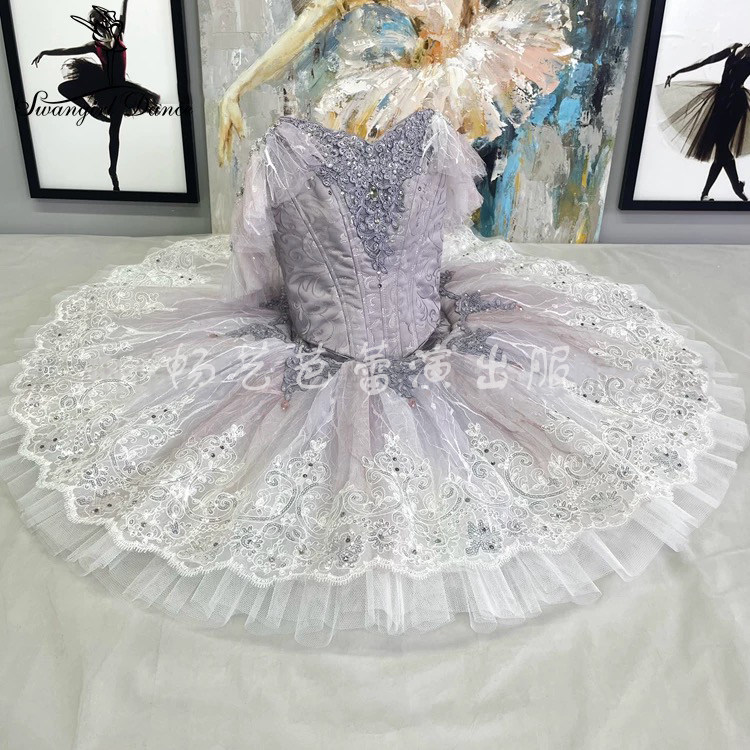 儿童变奏芭蕾舞TUTU裙女童小天鹅蓬蓬裙紫银仙子表演服舞台演出服