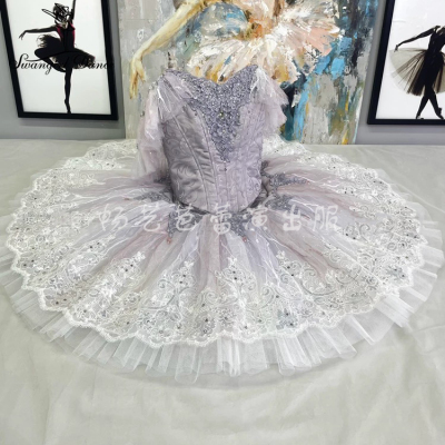儿童变奏芭蕾舞TUTU裙女童小天鹅蓬蓬裙紫银仙子表演服舞台演出服