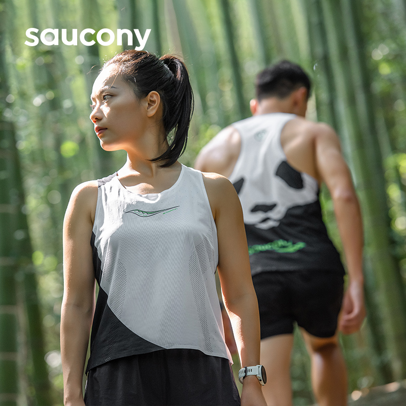 Saucony索康尼情侣跑步背心运动透气柔软轻薄成都熊猫特别款