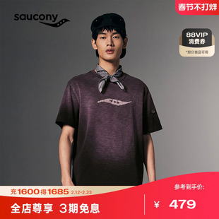 Saucony索康尼NATHAN BELL系列情侣夏季运动舒适透气短袖针织衫