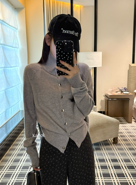 KAPOK2025十三行秋冬款约会首选软糯高领金属扣宽松百搭开衫毛衣