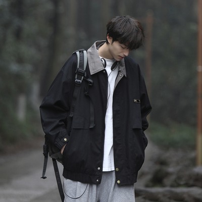 MTVO迈特优底特律夹克秋季新款潮牌复古翻领男生工装飞行员外套