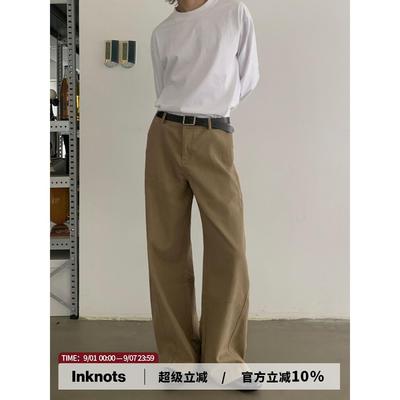 INKNOTS美式复古A字弧形宽松工装裤男女高级感直筒cleanfit长裤潮