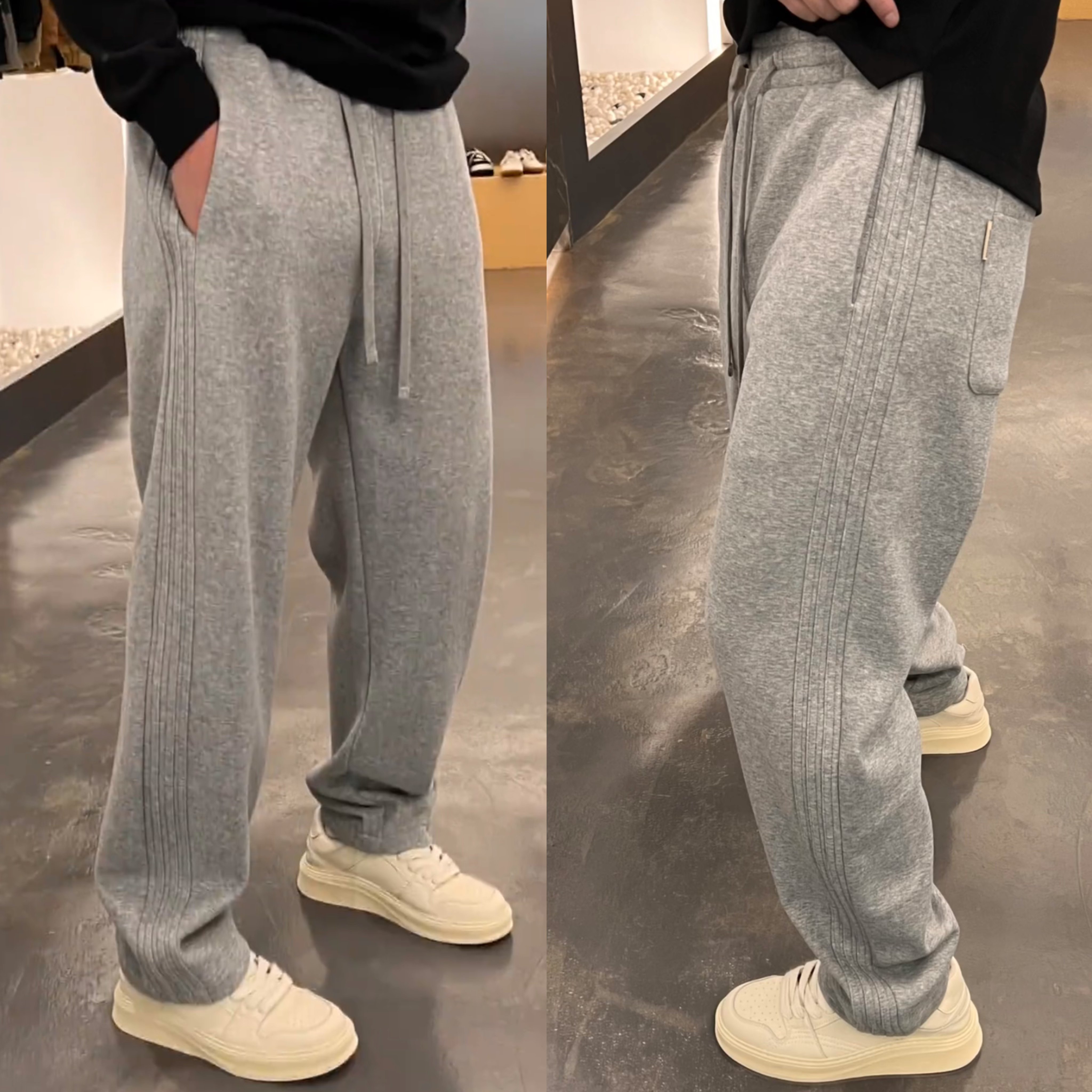 2025秋季潮流直筒弯刀休闲裤男女款宽松哈伦香蕉长裤阔腿百搭卫裤