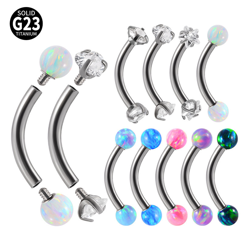 旅悦 G23钛澳宝锆石眉骨眉钉唇钉耳钉耳骨钉16G/1.2mm穿刺饰品女