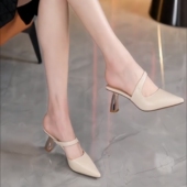 气质拖鞋 轻奢鞋 细跟尖头懒人穆勒鞋 新款 子高跟半拖女外穿2026夏季