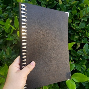 便携A4软皮面可拆卸活页笔记本A5记事本B5教师备课本听课本出入库记录本会议记录方格本 黑色薄款 原创专利