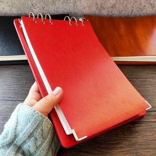 【原创板夹活页本】B5红色可拆卸记事本文具学生思维导图笔记本活页夹横式横版理财记账本方格横线空白大本子