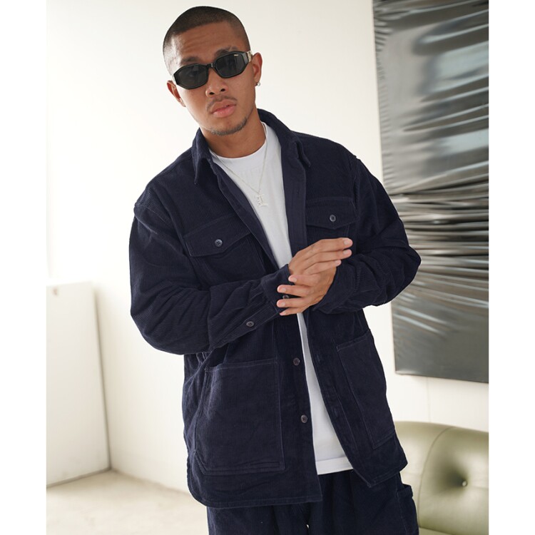 CALIFANS AUTUMN AND WINTER WEST COAST CORDUROY RETRO LOOSE LAPEL LONG-SLEEVED SHIRT CASUAL TROUSER SUIT MENS FASHION