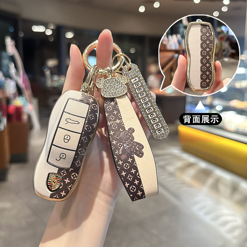 适用于保时捷汽车钥匙套Porsche卡宴帕拉梅拉车钥匙保护套扣包