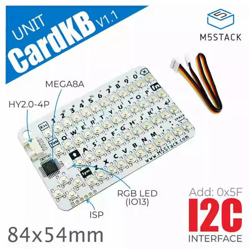 官方M5Stack Unit CardKB v1.1 矩阵键盘卡片键盘单元50键 MEGA8A