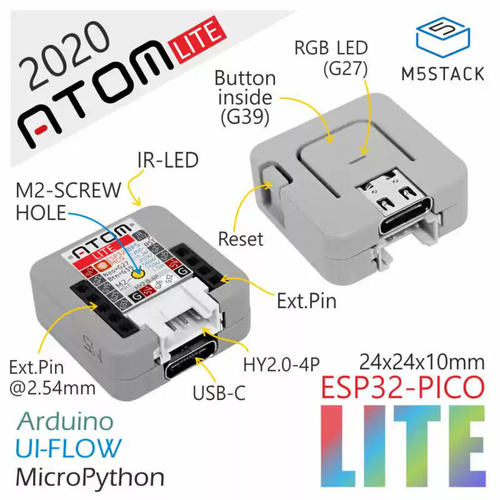 官方M5Stack ATOM Lite ESP32嵌入式智能物联网IoT硬件编程开发板