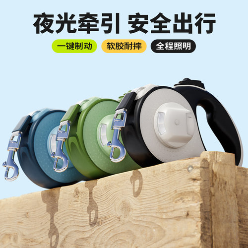 狗狗牵引绳带灯夜间照明