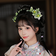 古风汉服发饰成人绿色发夹清汉女后脑勺边夹侧边2025新款夏季全套