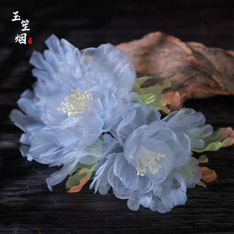 唐制汉服发饰蓝色花朵发夹烫花国风头花头饰2025新款古风配饰成人,饰品/流行首饰/时尚饰品新,发饰,淘宝优惠券,粉丝福利购,淘宝优惠卷
