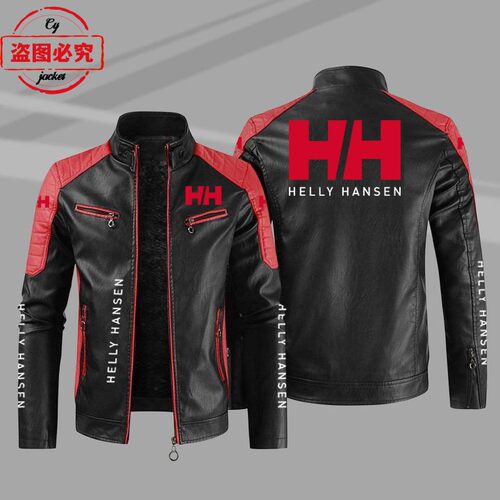 HELLY HANSEN LOGO 印花复古水洗pu皮衣防风秋冬款男海丽汉森夹克