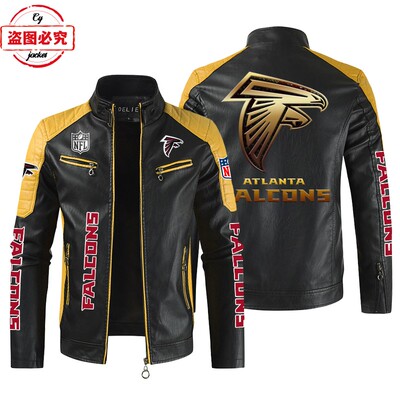 Atlanta Falcons 橄榄球队LOGO印花pu皮衣亚特兰大猎鹰队服装夹克