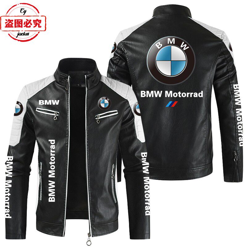 宝马摩托车徽标印花皮夹克pu皮衣四季BMW车队男士骑行服夹克夹克