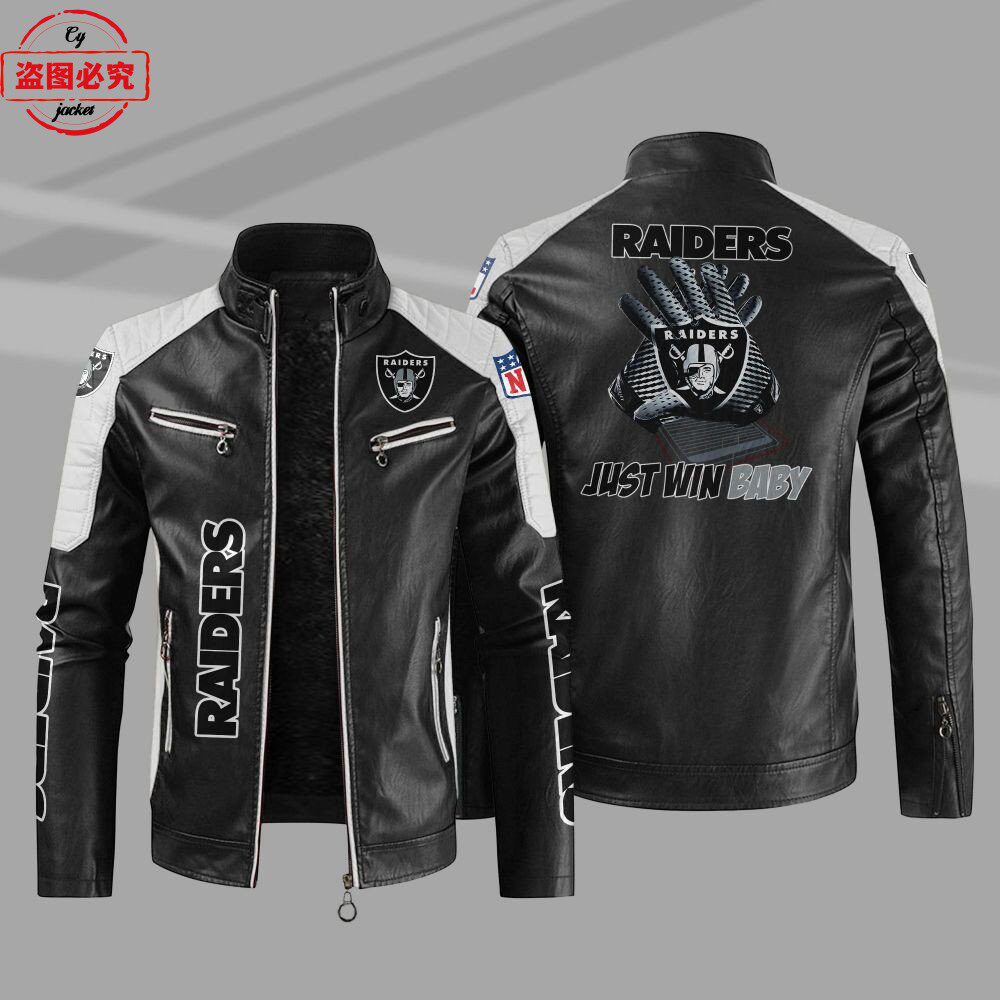 Las Vegas Raiders橄榄球队印花pu皮衣拉斯维加斯突袭者球队服装