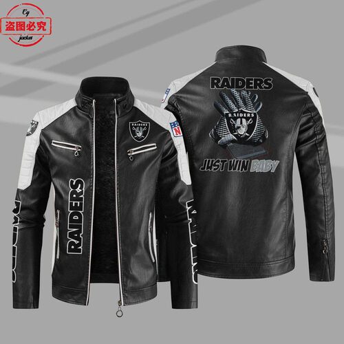 Las Vegas Raiders橄榄球队印花pu皮衣拉斯维加斯突袭者球队服装