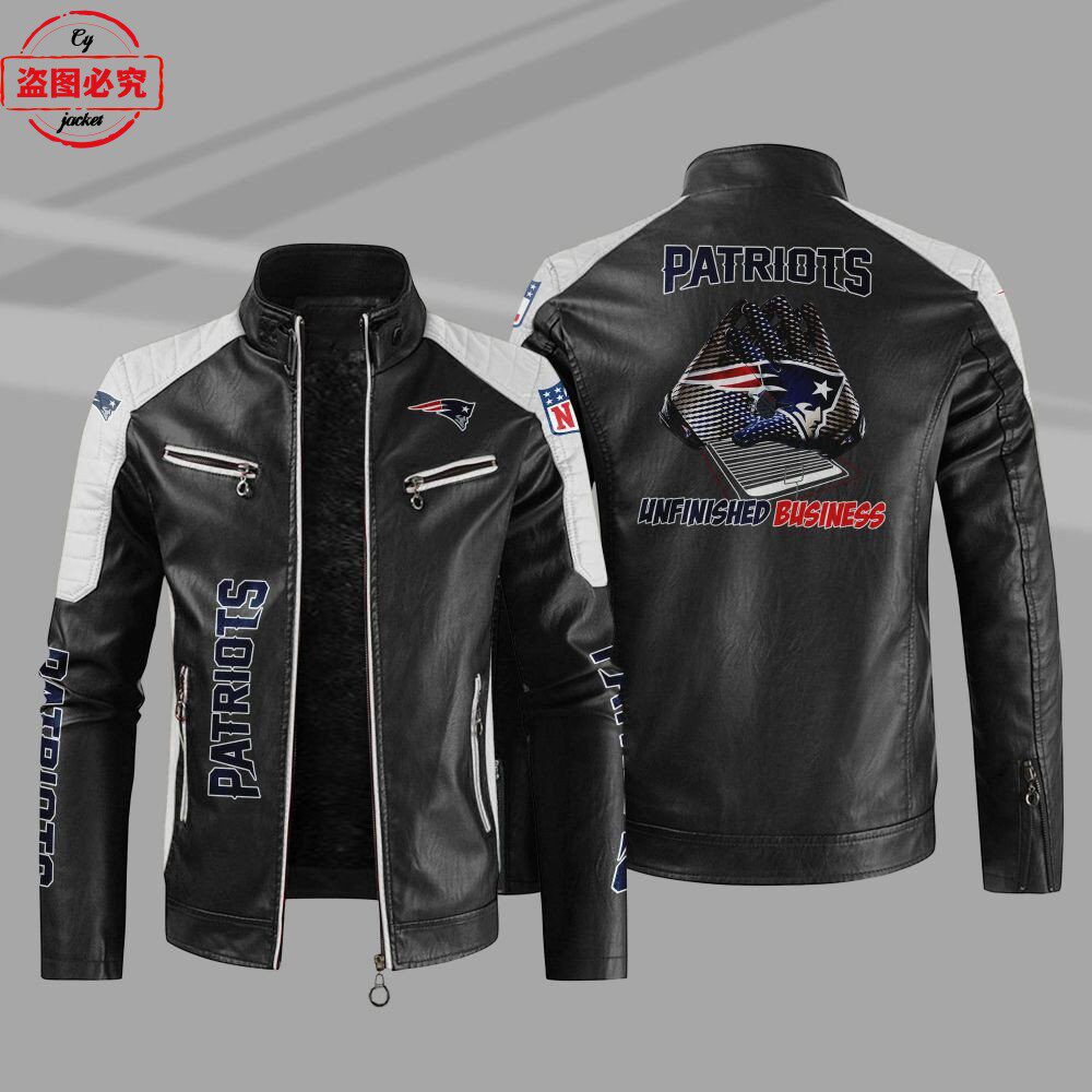New England Patriots橄榄球队印花pu皮衣新英格兰爱国者队服装