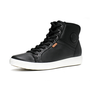 ECCO爱步休闲运动平底高帮鞋 系带小白鞋 柔酷7号女鞋430023