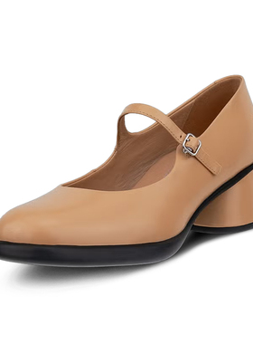 ECCO爱步女Sculpted LX雕塑奢华玛丽珍真皮粗跟优雅通勤鞋222503