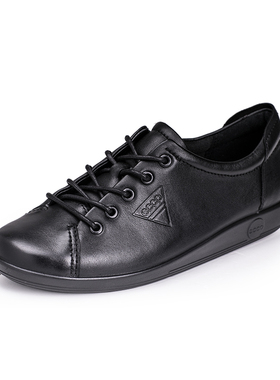 【断码清仓】Ecco爱步女鞋休闲平底系带单鞋女柔酷2号黑色 206503