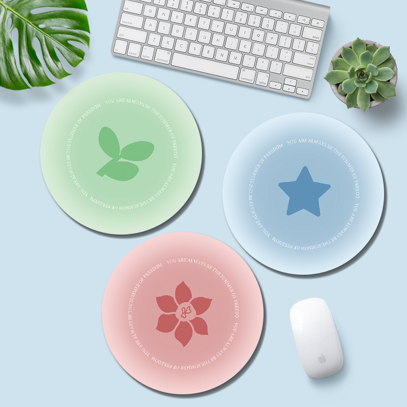 简约创意图标鼠标垫男女生办公电脑键盘垫清新ins定制圆形书桌垫