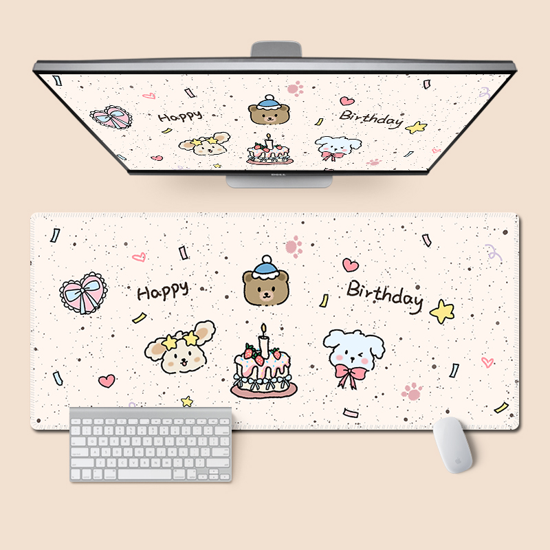 创意斑点小熊鼠标垫超大男女生办公电脑键盘垫写字台学习书桌面垫