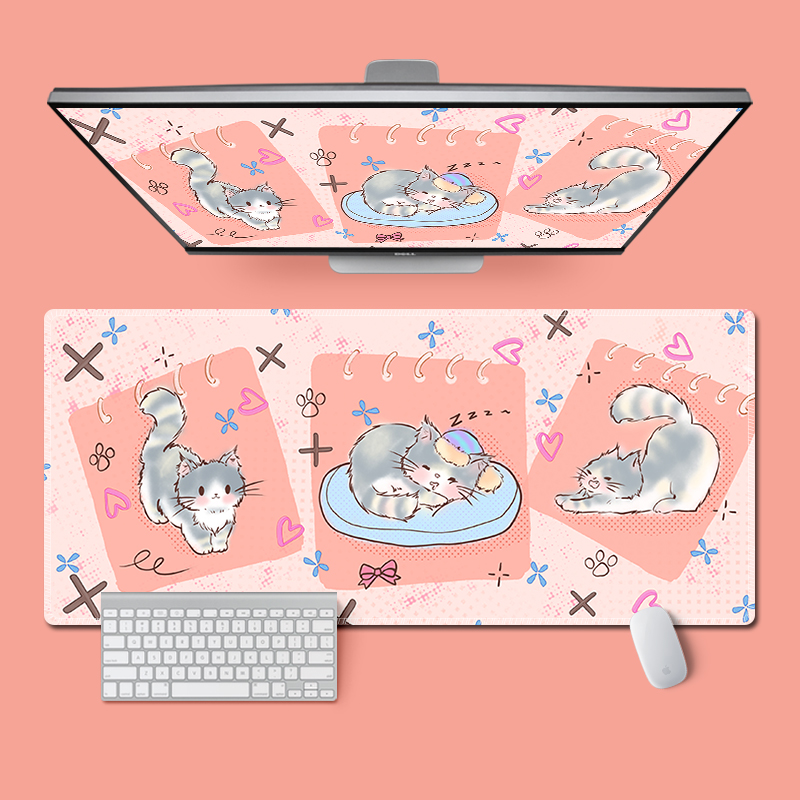 猫咪鼠标垫超大号卡通ins男女生办公电脑键盘垫写字台学习桌面垫