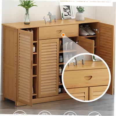 Bamboo multilayer shoe shelf rack shoe ark storage cabinet