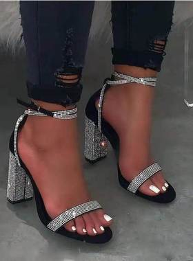 Heel Sandals Women Rhinestone Sexy Transparent High Heels Sa