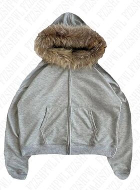 Casual Y2K Zip up hoodie Faur collar Harajuku Sreetwear Hiph