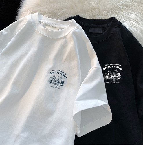 品牌外贸撤回尾货清仓捡漏~夏季宽松百搭纯棉半袖牌上衣ins男女士