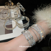 跨境超闪人造珍珠款 手饰 交叉镶钻手镯精致轻奢手环简约高级感时尚