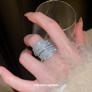 锆石缠绕夸张戒指韩系时尚简约通勤食指戒设计感手饰轻奢高级感女