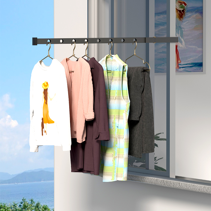 免打孔阳台伸缩固定式晾衣杆