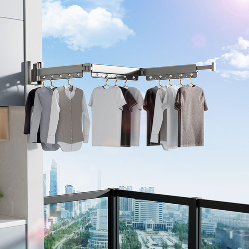 阳台隐形折叠晾衣架免打孔可伸缩