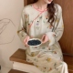 宽松家居服国风套头装 人造棉绵绸薄款 夏 棉绸睡衣女春夏长袖 新中式