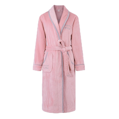 冬季珊瑚绒长袖晨袍保暖宽松和服